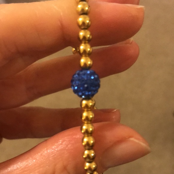 Rustic Cuff bracelet gold with blue gemstone - Picture 4 of 5